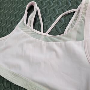 Under Armour Sports Bra Light Pink Strappy Back Size Small